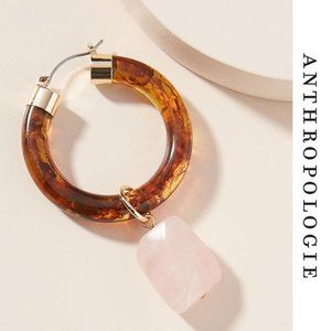 Anthro NWT Tortoise Shell & Rose Quartz Hoops